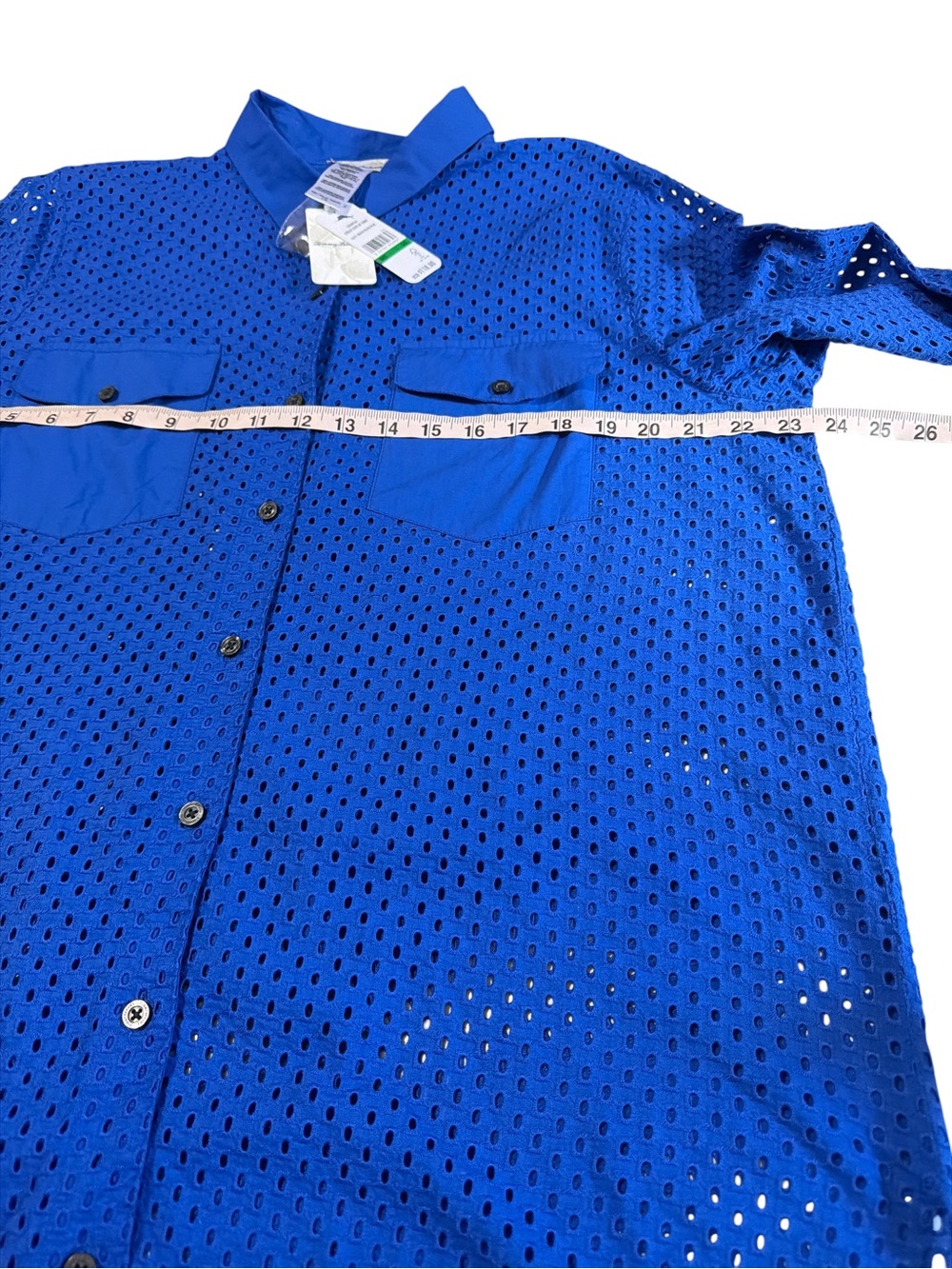NWT Tommy Bahama Size L Eyelet Cove Boyfriend Shirt Long Sleeves Blue - Picture 9 of 12